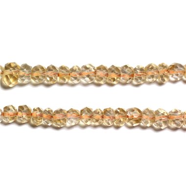 Fil 33cm 140pc env - Perles Pierre - Citrine Rondelles Facettées 2-4mm Jaune clair pastel transparent