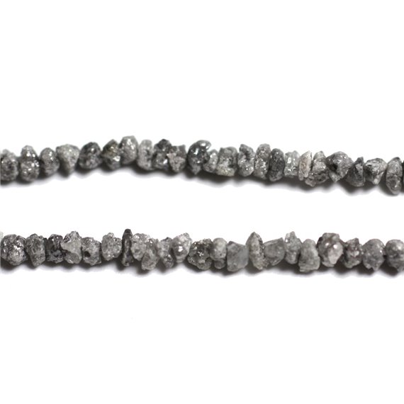 Fil 37cm 240pc env - Perles Pierre précieuse - Diamant Gris Brut 1-3mm