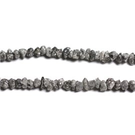 Fil 37cm 240pc env - Perles Pierre précieuse - Diamant Gris Brut 1-3mm