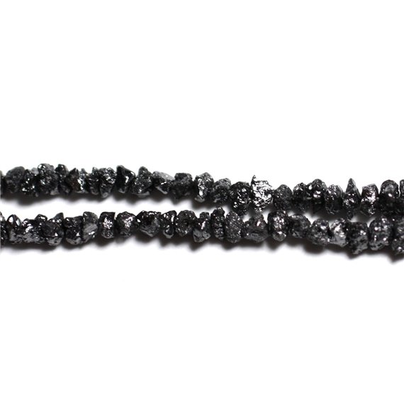 Fil 42cm 325pc env - Perles Pierre précieuse - Diamant Brut Noir 1-3mm