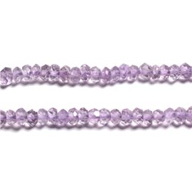 10 Stück - Steinperlen - Klarer Amethyst Brasilien Facettierte Rondellen 3x2mm - 4558550090416 