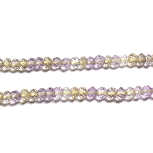 Fil 33cm 155pc env - Perles Pierre - Amétrine Rondelles Facettées 2-3mm Violet Lavande Parme Mauve Jaune