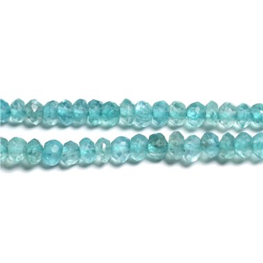 Fil 33cm 135pc env - Perles Pierre - Apatite Rondelles Facettées 2-4mm bleu vert clair turquoise