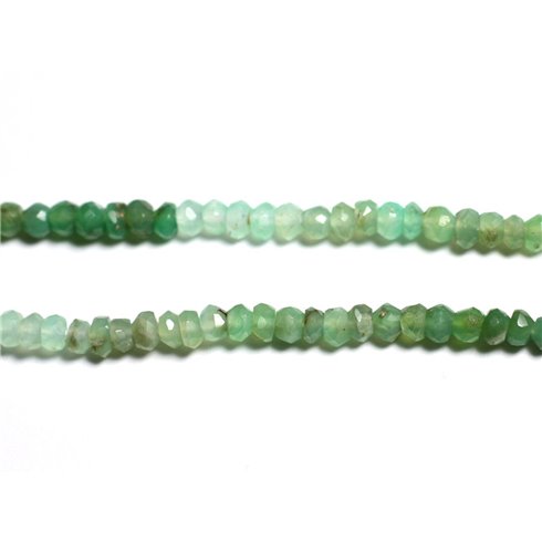 Fil 33cm 140pc env - Perles Pierre - Chrysoprase Rondelles Facettées 2-4mm Blanc vert menthe turquoise