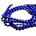 Fil 39cm 66pc env - Perles de Pierre - Jade Boules 6mm Bleu Nuit Opaque 