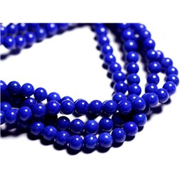 Thread 39cm 49pc approx - Stone Beads - Jade Balls 8mm Opaque midnight blue 