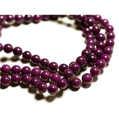 Fil 39cm 49pc env - Perles de Pierre - Jade Boules 8mm Violet Prune 