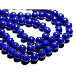 Thread 39cm 41pc approx - Stone Beads - Jade Balls 10mm Opaque midnight blue 