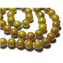 Fil 39cm 40pc env - Perles de Pierre - Jade Boules 10mm Vert Jaune Orange 