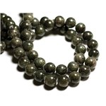 Fil 39cm 32pc env - Perles de Pierre - Jade Boules 12mm Gris Vert Kaki 