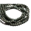 Fil 39cm 66pc env - Perles Pierre - Jade Boules 6mm Gris Vert Kaki Sapin