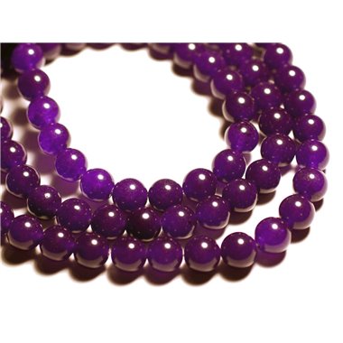 Fil 39cm 37pc env - Perles de Pierre - Jade Boules 10mm Violet 