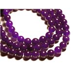 Fil 39cm 37pc env - Perles de Pierre - Jade Boules 10mm Violet 