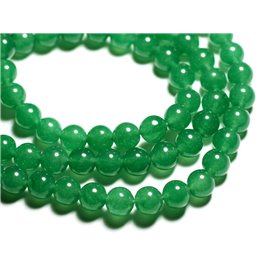 Filo 39 cm circa 39 pz - Perline di pietra - Sfere di giada 10 mm Verde smeraldo 