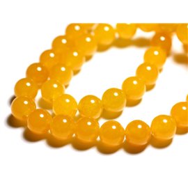 Rijg ongeveer 39cm 32st - Stenen kralen - Jade ballen 12 mm geel oranje 