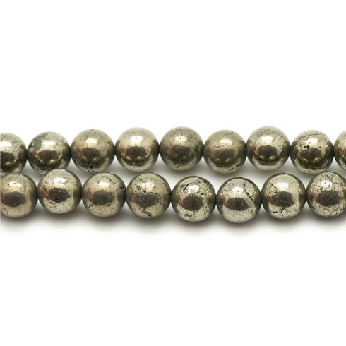 Fil 39cm 63pc env - Perles Pierre - Pyrite Boules 6mm Gris Or Doré Fil 39cm 63pc env - Perles Pierre - Pyrite Boules 6mm Gris Or Doré