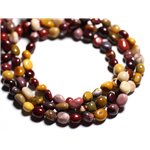 Fil 39cm 35pc env - Perles de Pierre - Jaspe Mokaite Olive Nuggets 8-13mm