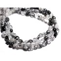 Fil 39cm 62pc env - Perles de Pierre - Quartz Tourmaline Olive Nuggets 4-9mm 