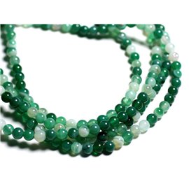 Fil 39cm 92pc env - Perles de Pierre - Agate Verte Boules 4mm  Fil 39cm 92pc env - Perles de Pierre - Agate Verte Boules 4mm