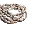 Fil 39cm 23pc env - Perles de Pierre - Jaspe Océan Fossile Ovales 16x12mm 