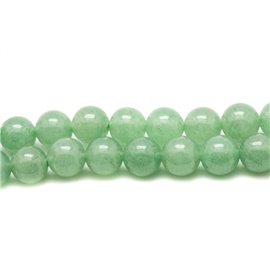 Filo 39 cm circa 46 pz - Perline di pietra - Palline di avventurina verde 8 mm 