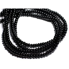 Thread 39cm approx 100pc - Stone Beads - Black Onyx Rondelles 6x4mm 
