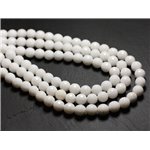 63pc env. perles de Pierre - Jade Boules Facettées 6mm Blanc Opaque 