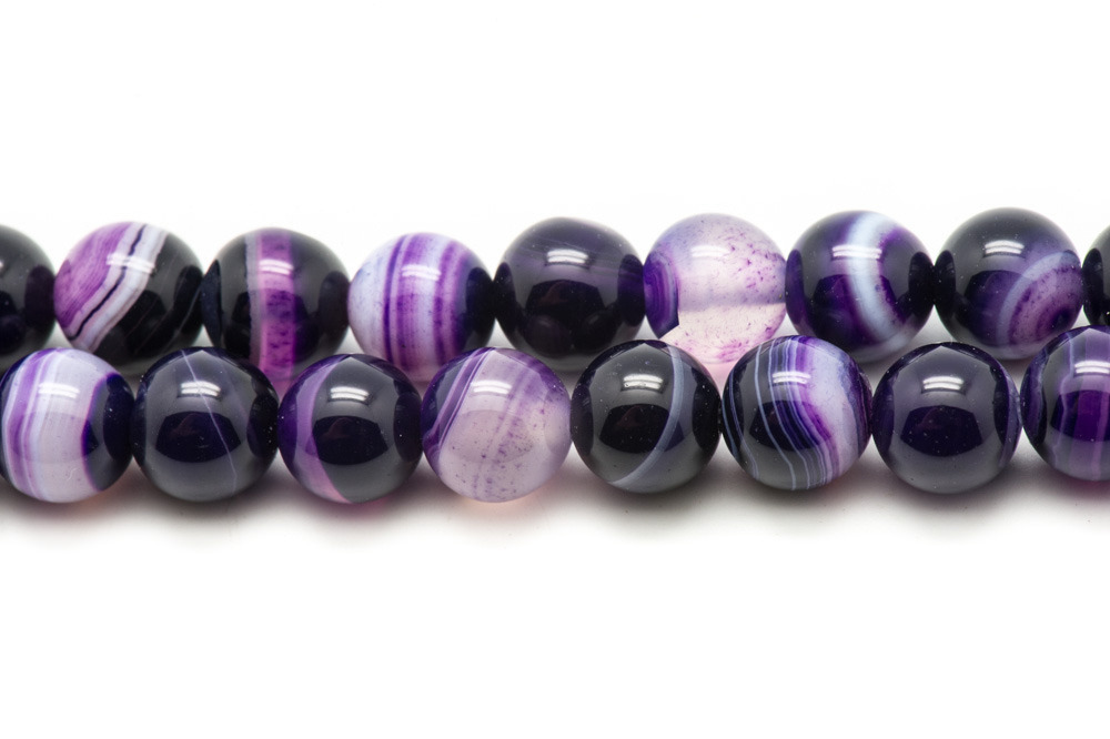 Fil 39cm 63pc env - Perles de Pierre - Agate Violette Boules 6mm 