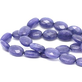 1 Strand 39cm Stone Beads - Jade Faceted Oval 14x10mm Indigo Blue 