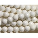 Fil 39cm - Perles Nacre blanche opaque Boules 12mm 