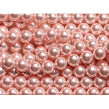 Fil 39cm - Perles de Nacre Boules 8mm Rose Pastel 