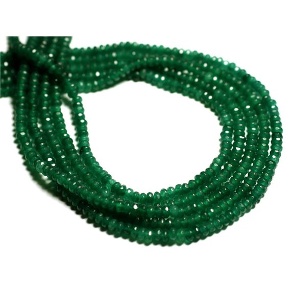 Fil 39cm - Perles de Pierre - Jade Rondelles Facettées 4x2mm Vert Sapin 