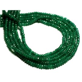 Fil 34cm 115pc env - Perles de Pierre - Jade Rondelles Facettées 4x2mm Vert Sapin