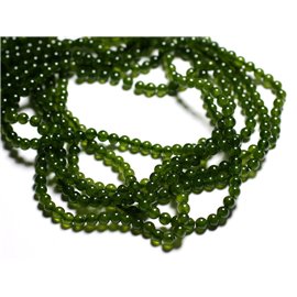 Thread 39cm - Stone Beads - Jade Balls 4mm Olive Green 