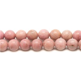 Wire approx 39cm 59pc - Stone Beads - Pink Rhodonite Balls 6mm 