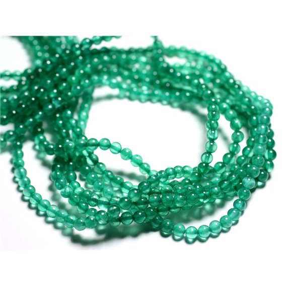 Fil 39cm - Perles de Pierre - Jade Boules 4mm Vert Emeraude 