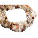 Fil 39cm - Perles de Pierre - Quartz multicolore et rutile Boules 6mm 