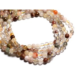 Filo 39 cm - Perline di pietra - Sfere multicolori di quarzo e rutilo da 6 mm 