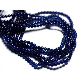 Fil 39cm 96pc environ - Perles Pierre Jade Boules 4mm Bleu marine nuit transparent