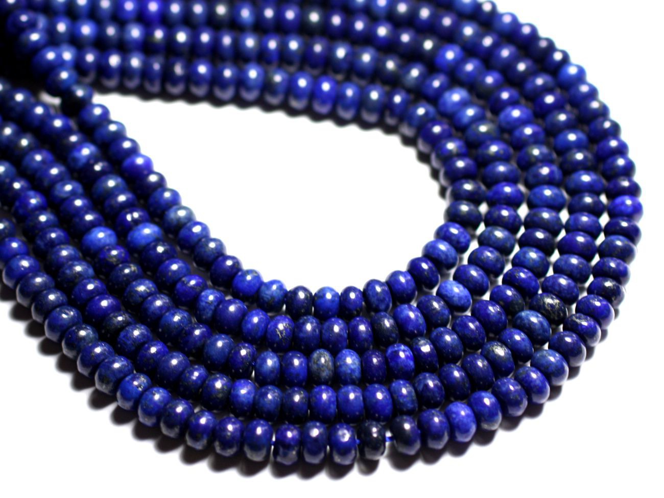 Fil 39cm 95pc env - Perles de Pierre - Lapis Lazuli Rondelles 6x4mm 