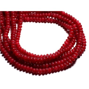 Fil 39cm 114pc env - Perles de Pierre - Jade Rondelles 5x3mm Rouge Cerise Mat 