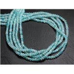 Fil 39cm - Perles de Pierre - Jade Rondelles Facettées 4x2mm Bleu clair turquoise 