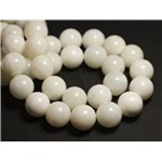 Fil 39cm 63pc env - Perles de Nacre blanche transparente Boules 6mm 