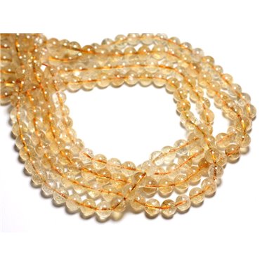 Fil 39cm 45pc env - Perles Pierre - Citrine Boules 8mm jaune clair transparent