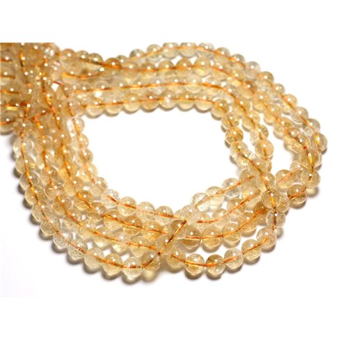 Fil 39cm 45pc env - Perles de Pierre - Citrine Boules 8mm