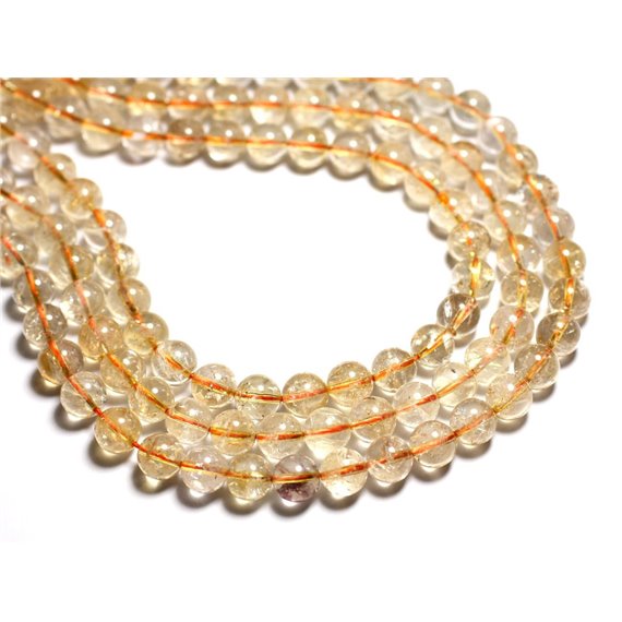 Fil 39cm - Perles de Pierre - Citrine Boules 10mm 