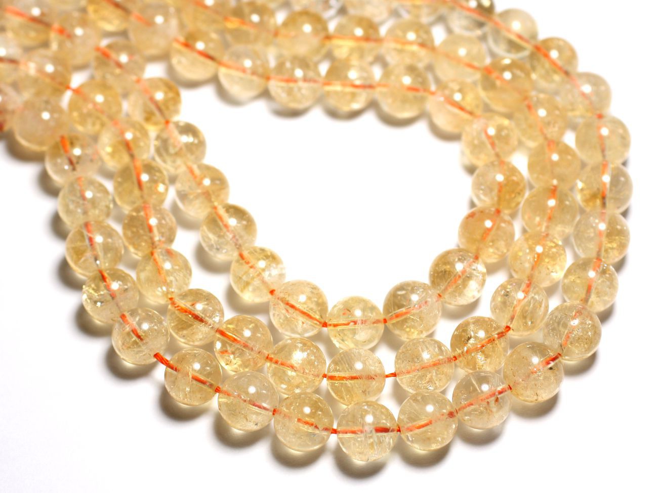 Fil 39cm - Perles de Pierre - Citrine Boules 12mm 