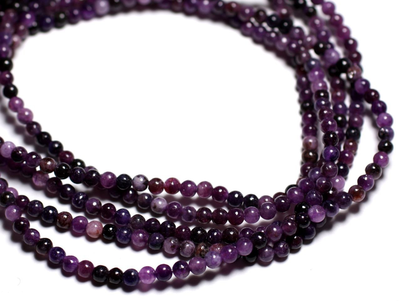 Fil 39cm 95pc env - Perles de Pierre - Lépidolite Boules 4mm 