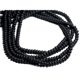 Filo 39 cm circa 98 pz - Perline di pietra - Onice nero opaco satinato Rondelle 6x4 mm 