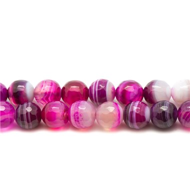 1 Fil 39cm Perles de Pierre - Agate Rose Fuchsia Boules Facettées 6mm 